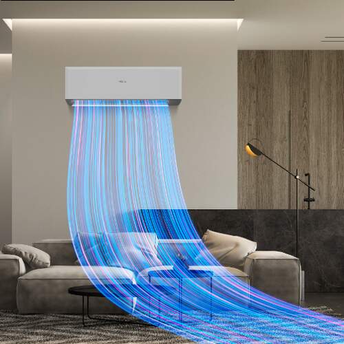 Haier Revive Plus airco set 2,7 kW gemonteerd aan de muur in woonkamer