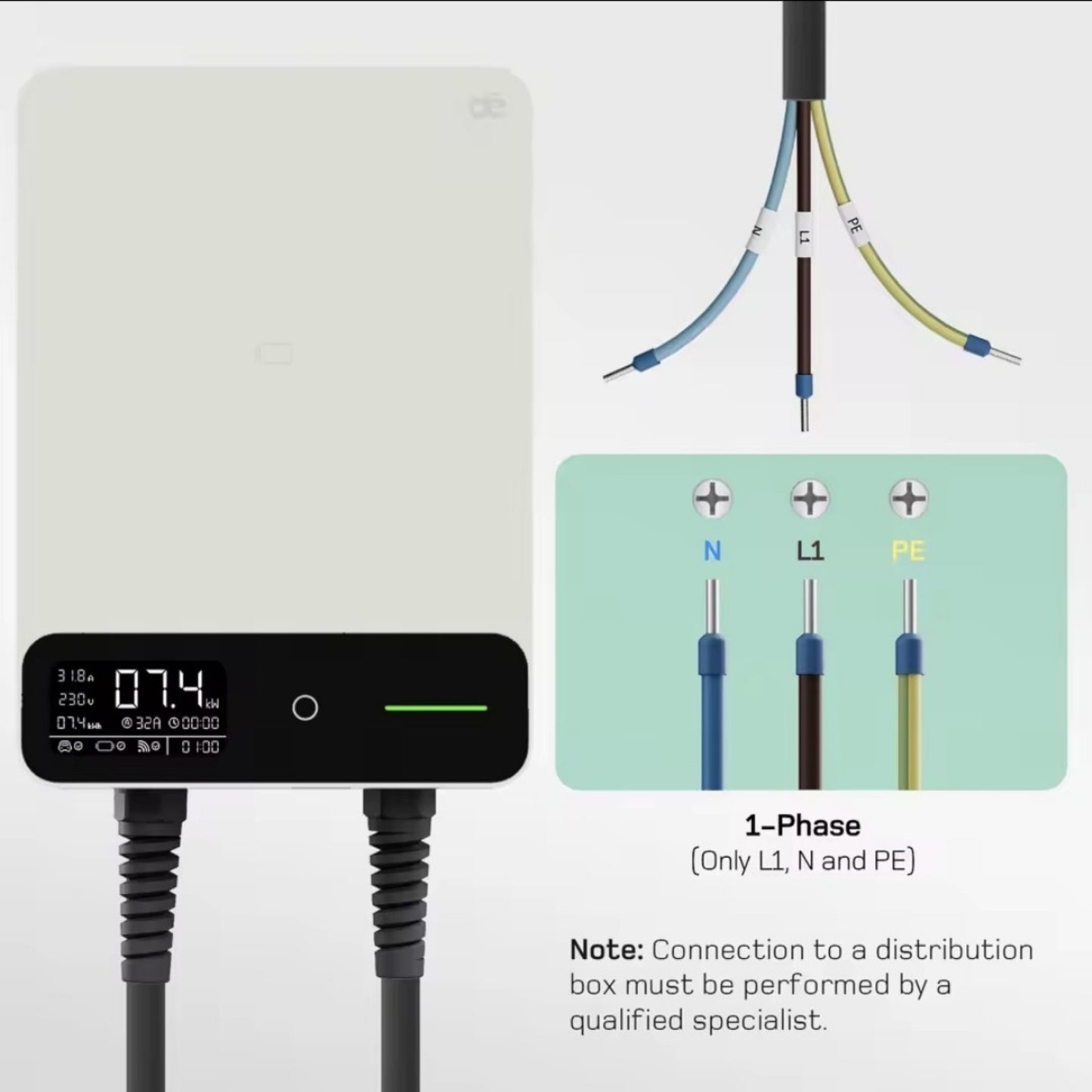 dé Wallbox Home |  Type 2 Kabel & App-besturing